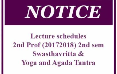 Revised Lecture schedules – 2nd Prof (20172018) 2nd sem Swasthavritta &  Yoga and Agada Tantra