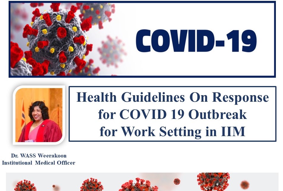 Health Guidelines On Response for COVID 19 Outbreak for Work Setting in IIM