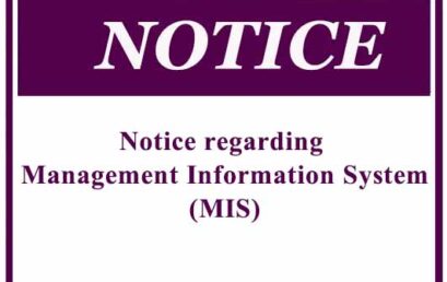 Notice regarding Management Information System