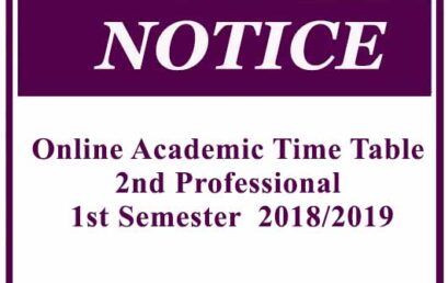Online Academic Time Table 2nd Professional 1st Semester  2018/2019
