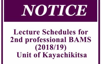 Lecture schedules for 2nd professional BAMS (2018/19) – Unit of Kayachikitsa