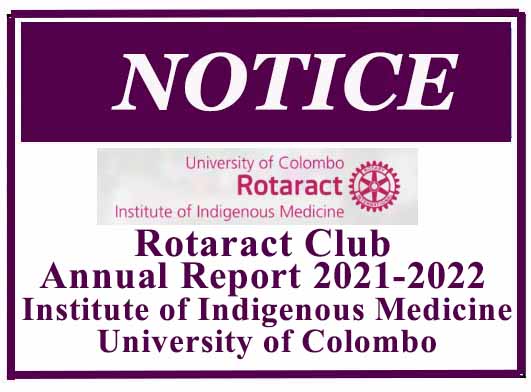 Rotaract Club – Annual Report 2021-2022 – Institute of Indigenous Medicine, University of Colombo