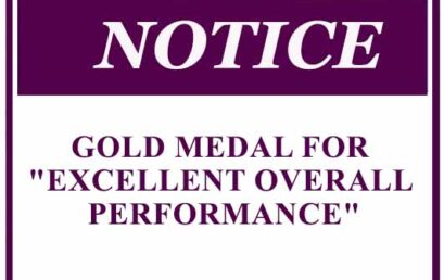 GOLD MEDAL FOR “EXCELLENT OVERALL PERFORMANCE”