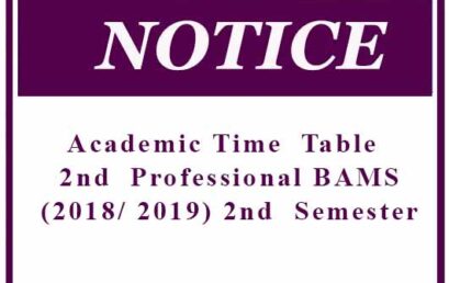 Academic Time – Table : 2nd  Professional BAMS (2018/ 2019) 2nd  Semester