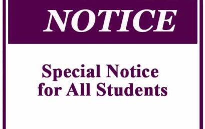Special Notice for All Students